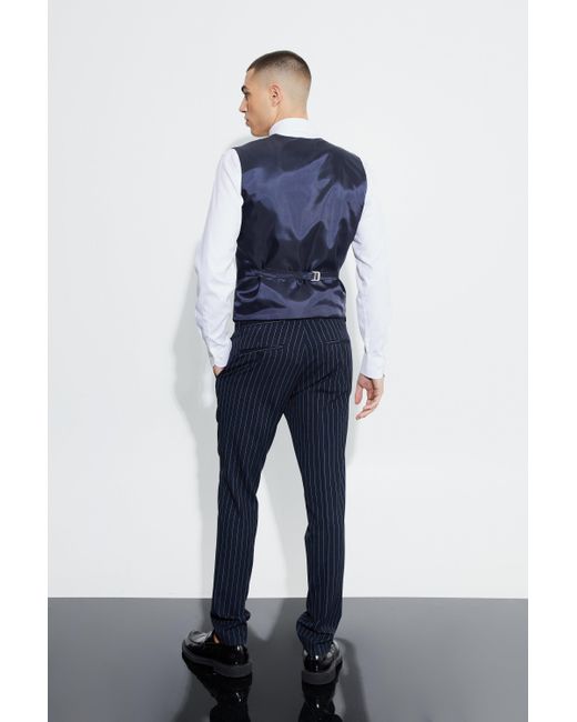 Mens skinny pinstripe best sale trousers