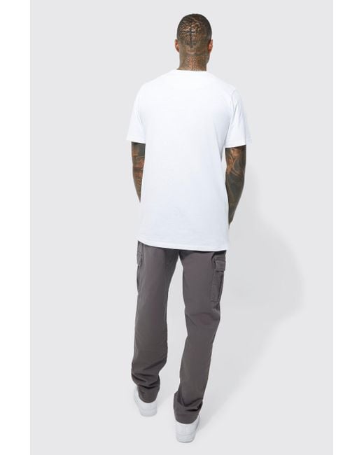BoohooMAN White Longline Crew Neck T-shirt for men
