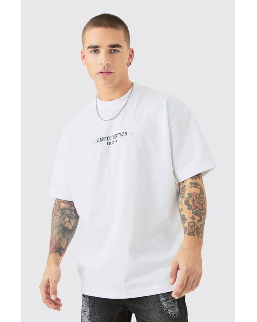 BoohooMAN Oversized Limited Heavy T-shirt in White für Herren