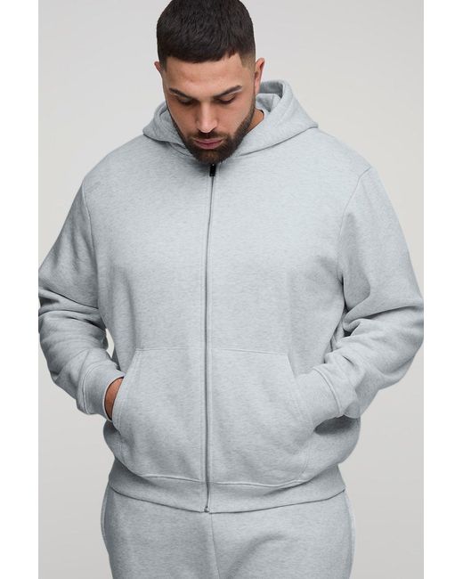 Boohoo White Plus Basic Regular Zip Through Hoodie