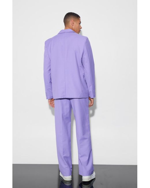 BoohooMAN Purple Wide Fit Suit Pants for men