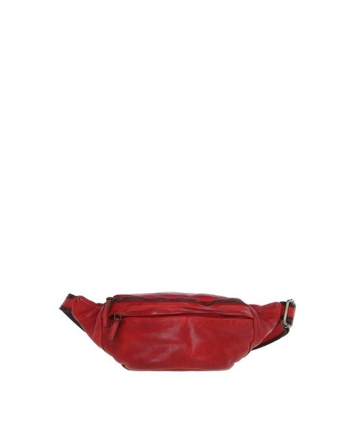 BoohooMAN Red Ashwood Leather Real Leather Unisex Bum Bag for men