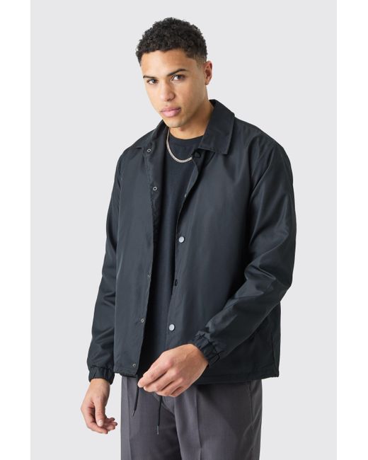 BoohooMAN Blue Collared Coach Jacket for men