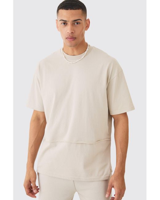 BoohooMAN Oversized Raw Layer T-shirt in White für Herren