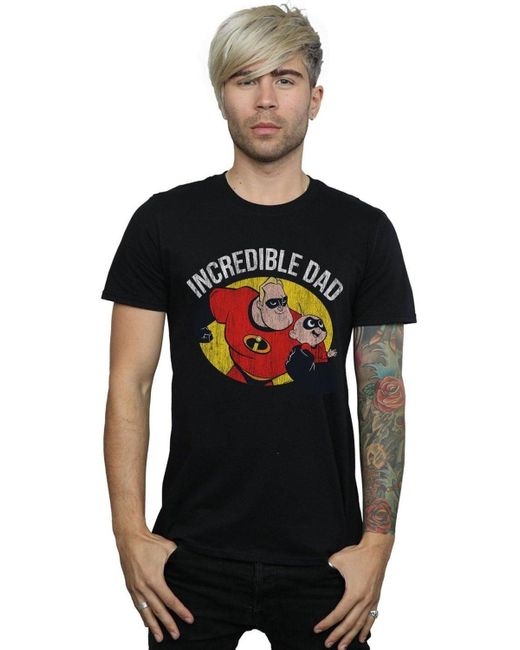 BoohooMAN Black Disney The Incredibles Bob Parr Incredible Dad T-shirt for men