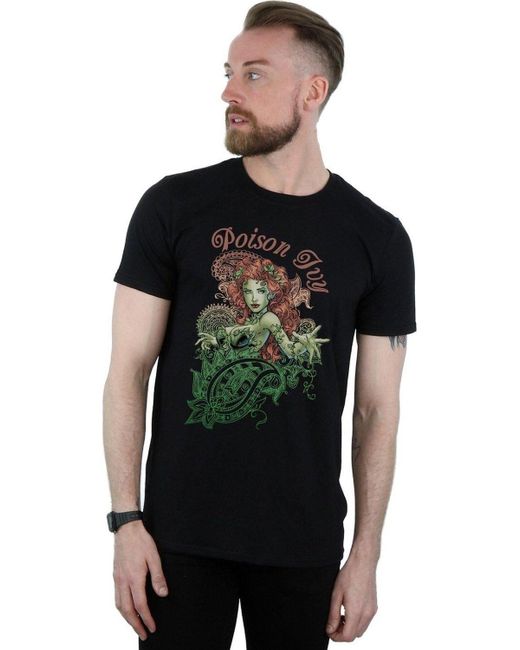 BoohooMAN Black Dc Comics Poison Ivy Paisley T-shirt for men