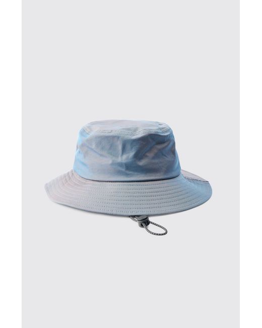 BoohooMAN Blue Iridescent Boonie Bucket Hat for men