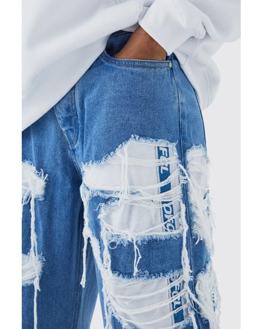 BoohooMAN Lockere Jeans mit Jersey-Jogginghose in Blue für Herren