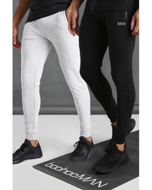 BoohooMAN Gym 2 Pack Skinny Joggers With Zip Pockets in Black for Men |  Lyst UK