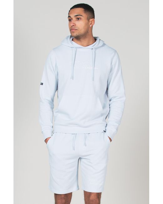 BoohooMAN Blue Tokyo Laundry Cotton Blend Hoody And Fleece Shorts Co-ord Set for men