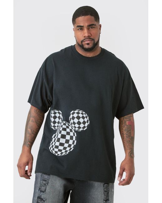 BoohooMAN Plus Oversize Mickey Mouse License T-shirt Black for men