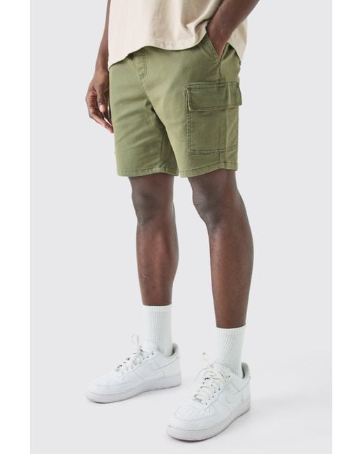 BoohooMAN Green Skinny Fit Cargo Shorts for men