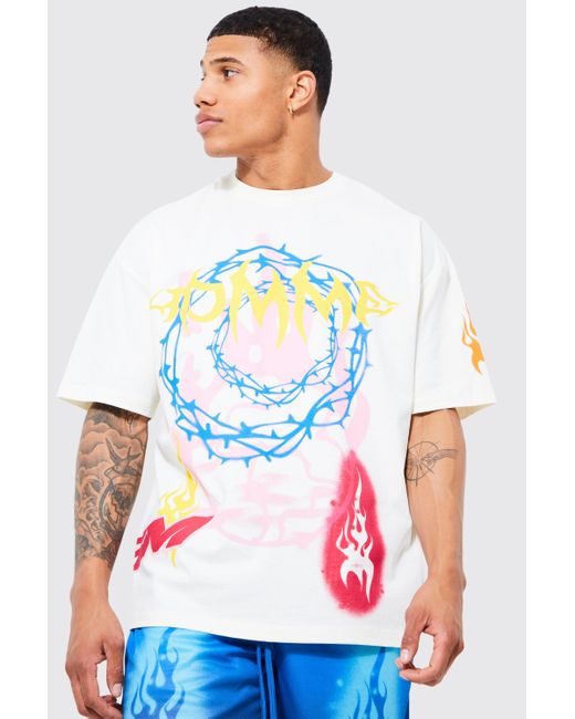 BoohooMAN Oversized Front And Back Graphic T-shirt in White for Men | Lyst