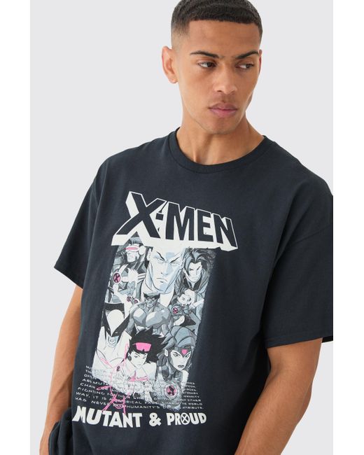 BoohooMAN Oversized X Men License T-shirt in Black für Herren