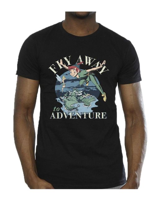 BoohooMAN Black Disney Peter Pan Fly Away To Adventure T-shirt for men