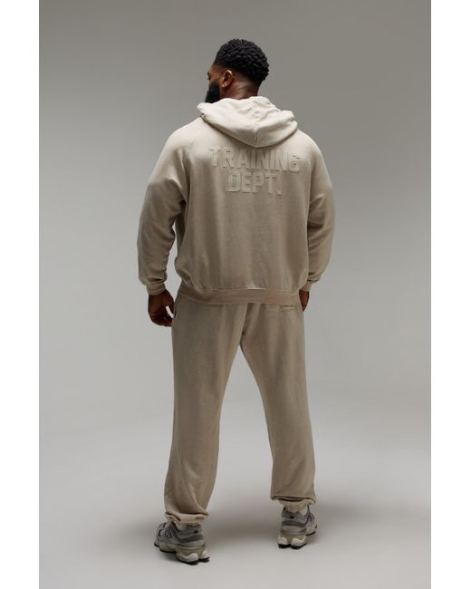 BoohooMAN Gray Active Training Dept Washed Oversized Hoodie for men