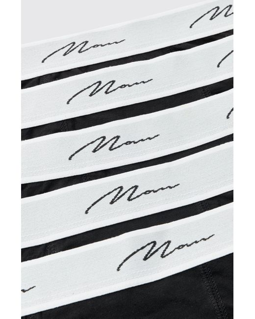 BoohooMAN Black 5 Pack Signature Trunks for men