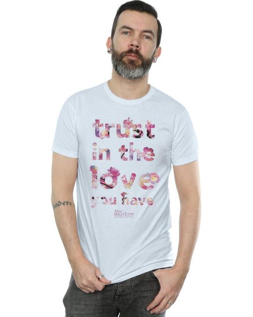 BoohooMAN White Disney Maleficent Mistress Of Evil Trust In The Love T-shirt for men