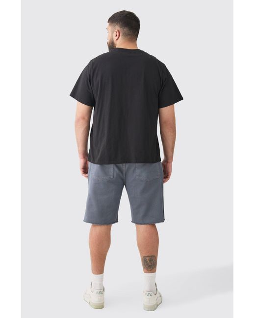 BoohooMAN Blue Plus Fixed Waist Washed Relaxed Twill Carpenter Short for men