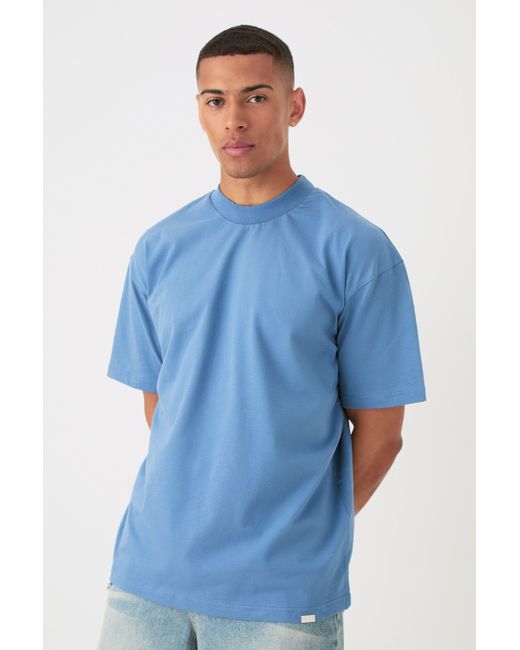 BoohooMAN Oversized Extended Neck Heavy T-shirt in Blue für Herren