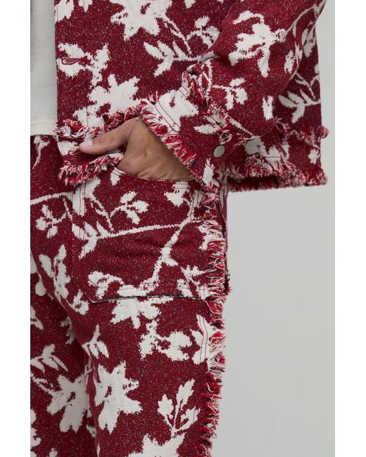 Pantalón Tall De Campana Con Estampado De Flores Estilo Tapiz Boohoo de color Red