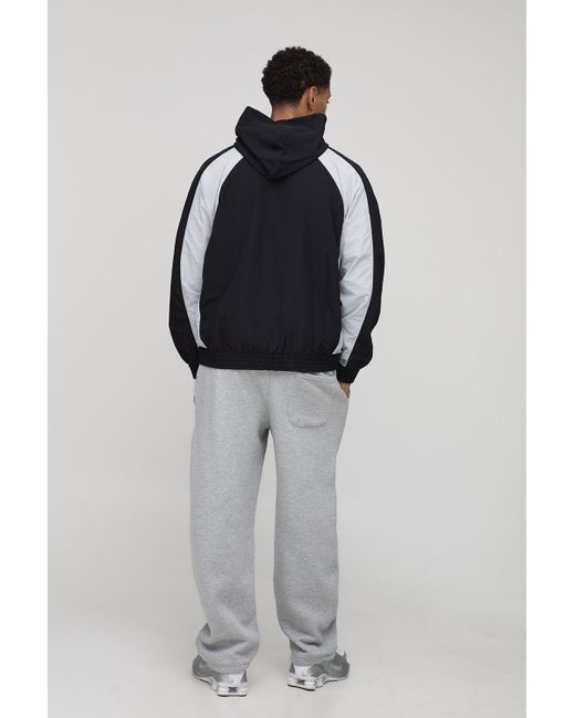 BoohooMAN Blue Oversized Shell Ofcl Raglan Zip Through Jacket for men