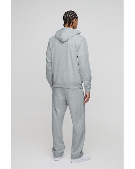 BoohooMAN Gray 260Gsm Loopback Basic Straight Leg Sweatpants for men