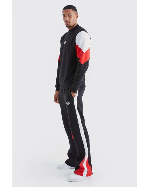 Mens red and store black adidas tracksuit