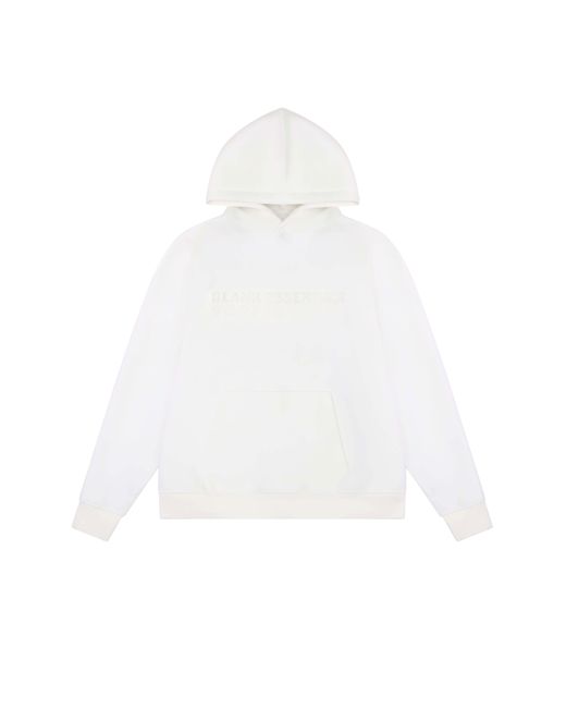 BoohooMAN White Blank Essentials Etched Embossed Hoody for men