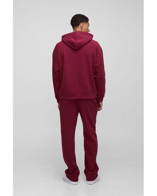 BoohooMAN Red Oversized Raglan Hooded Tracksuit for men