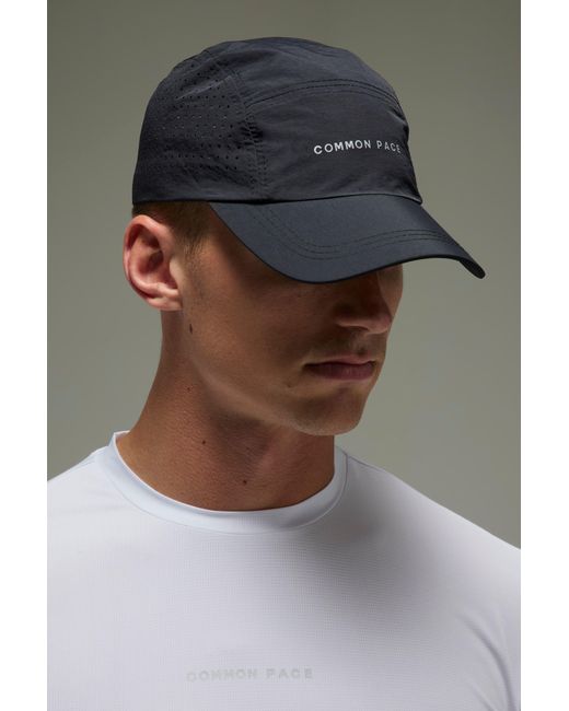 BoohooMAN Black Common Pace Perforated Running Cap for men