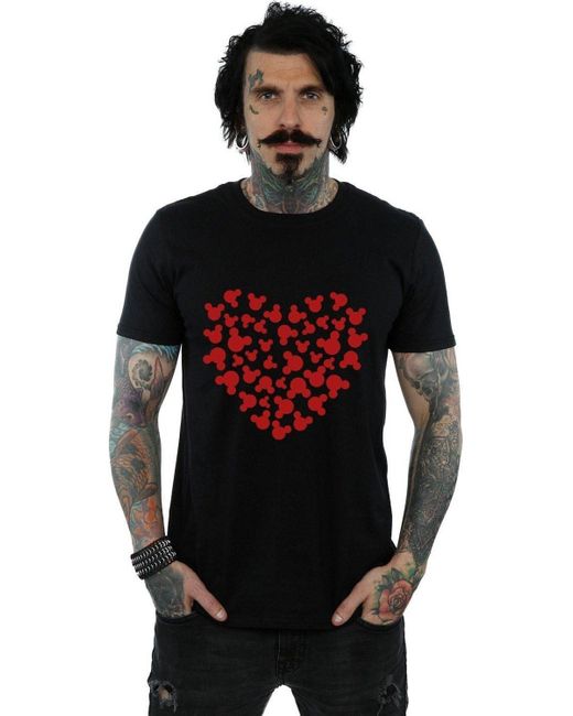 BoohooMAN Red Disney Mickey Mouse Heart Silhouette T-shirt for men