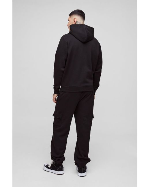BoohooMAN Tall lockere Basic Cargo-Jogginghose in Black für Herren