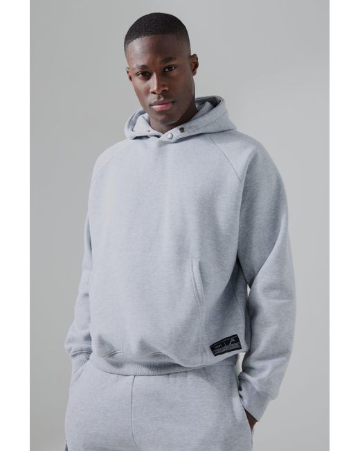 BoohooMAN Gray Man Active Gym Boxy Fit Hoodie for men