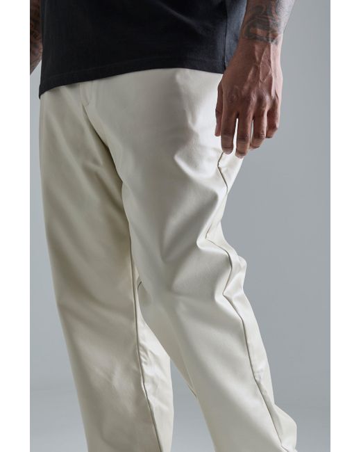 BoohooMAN Gray Plus Slim Flare Pu Tailored Pants for men