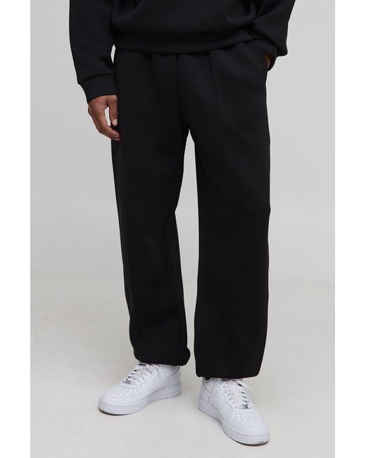 Boohoo Black Oversized Fit Bonded Scuba Cuffed Joggers