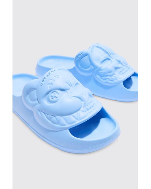 Sandalias Perforadas Con Estampado De Osito Malvado Boohoo de color Blue