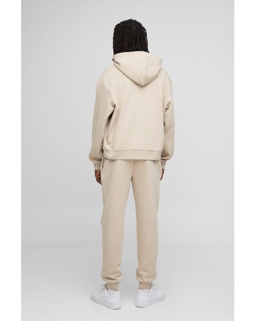 Basic Bm Signature Oversized Boxy Hoodie Boohoo de color Natural