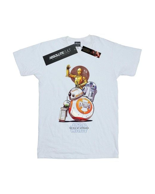 BoohooMAN White Star Wars Star Wars The Rise Of Skywalker Droids Illustration T-shirt for men