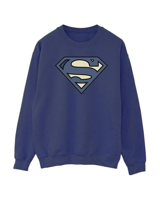 BoohooMAN Dc Comics Superman Indigo Blue Logo Sweatshirt for men
