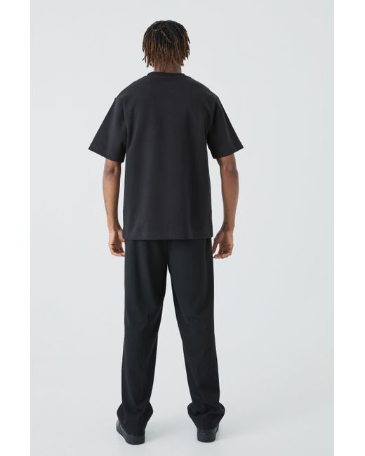 BoohooMAN Tall Core Fit Heavy Interlock T-shirt in Black für Herren