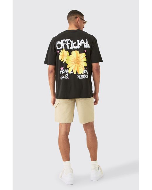BoohooMAN Gray Oversized Sunflower Doodle Print T-shirt for men