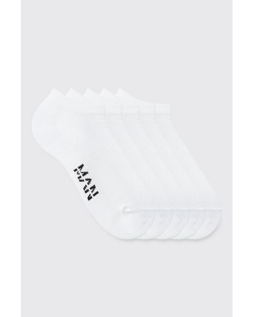 Boohoo 5 Pack Sole Logo Trainer Socks in White | Lyst