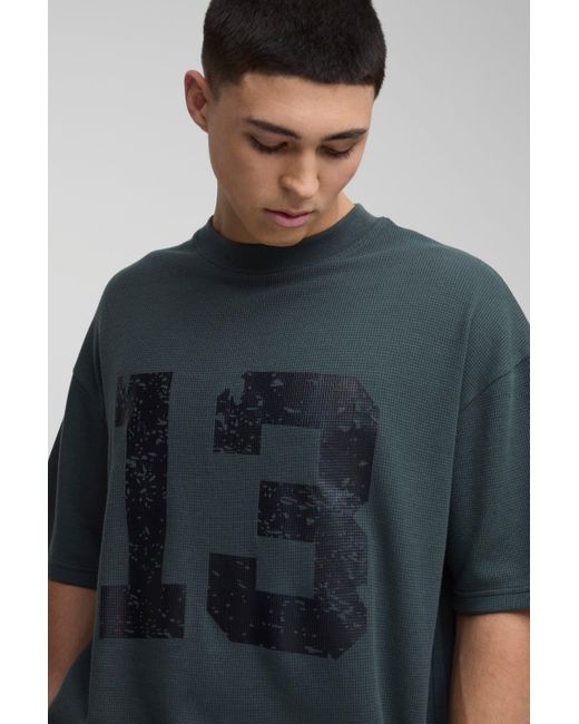 BoohooMAN Kastiger gerippter Oversize Cardigan in Blue für Herren