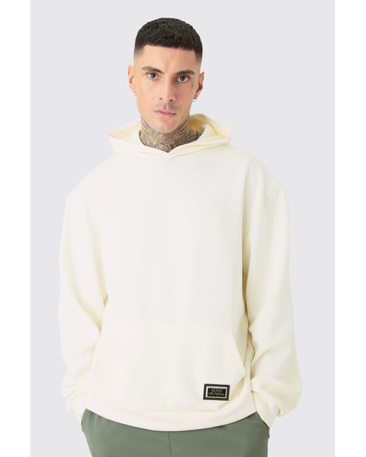 BoohooMAN White Tall Oversized Boxy Scuba Hoodie for men