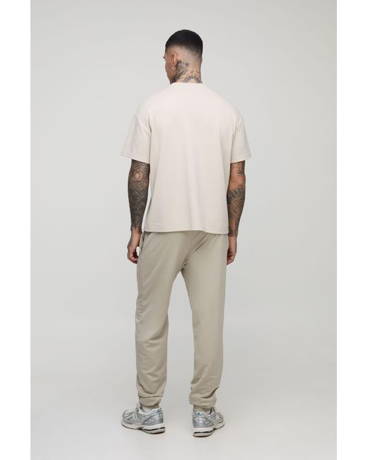 BoohooMAN Natural Tall 260Gsm Loopback Regular Fit Basic Sweatpants for men