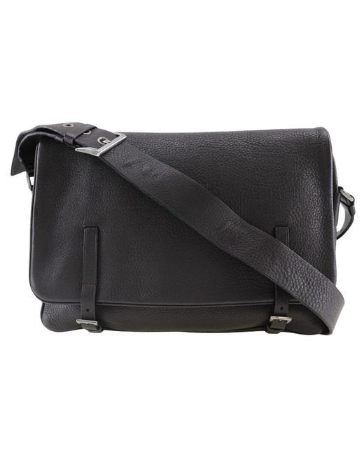 BoohooMAN Black Prada Preloved Leather Messenger Bag Crossbody Style Unisex - Brown Shoulder for men