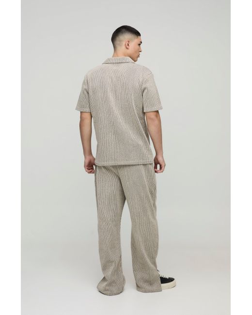 BoohooMAN Geripptes Jacquard Poloshirt in Gray für Herren