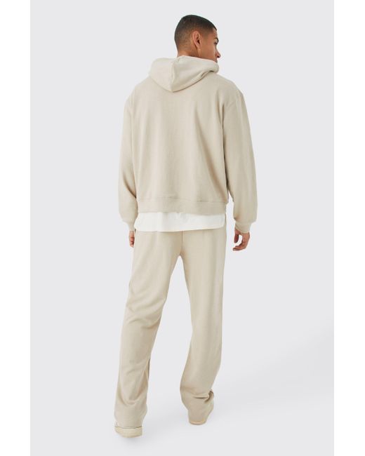BoohooMAN Natural Oversized Boxy Loopback Hoodie for men