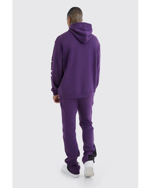 BoohooMAN Purple Oversized Star Homme Print Tracksuit for men